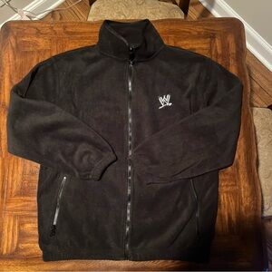 New WWE Official Licensed Fleece Black Zip-Up Jacket - Embroidered scratch logo.
